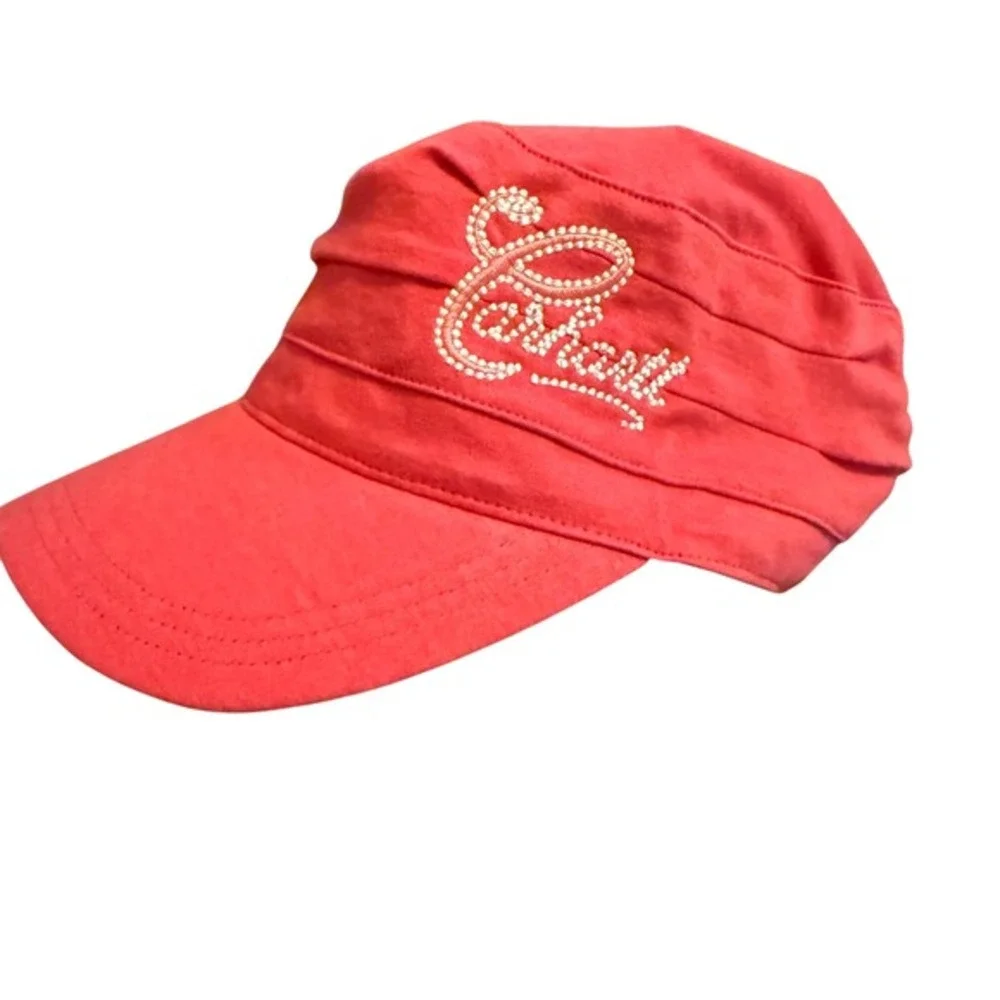 Y2K Carhartt Cadet Hat Cap Coral Pink Paris Hilton Bratz Grunge Military Style‎